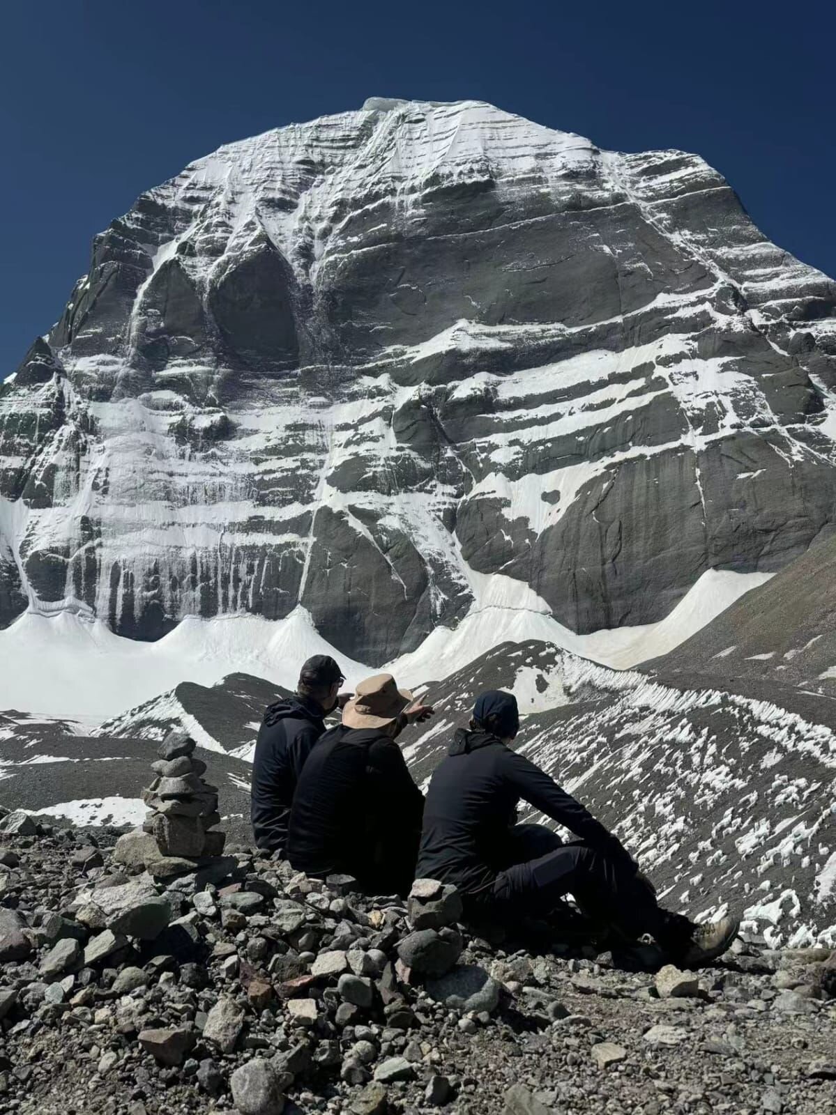 Pilgrims gathering near Mount Kailash for the Tarpoche flagpole ceremony